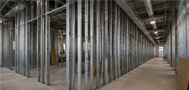 Commercial steel stud framing